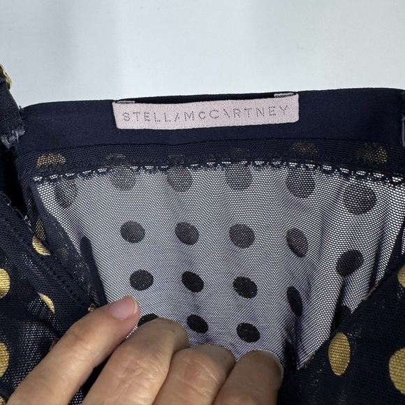 Stella McCartney Florence Fluttering Metallic Polka Dot Mesh Bodysuit Ink Gold S - Picture 7 of 8